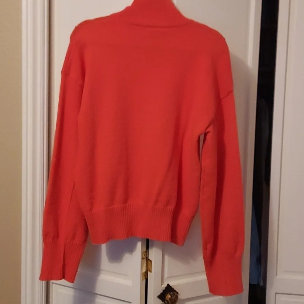 Orange Mock Neck Turtleneck Sweater Long Sleeve Size L